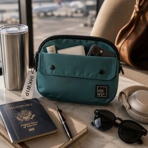 IHKWIP Convertible Front Pocket Crossbody Belt Bag Teal Green RFID Nylon NWT
